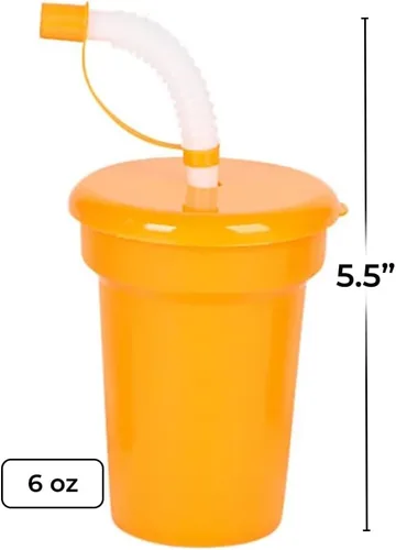 Vista 2 de Vasos con pajilla de neon, 12 por pedido.