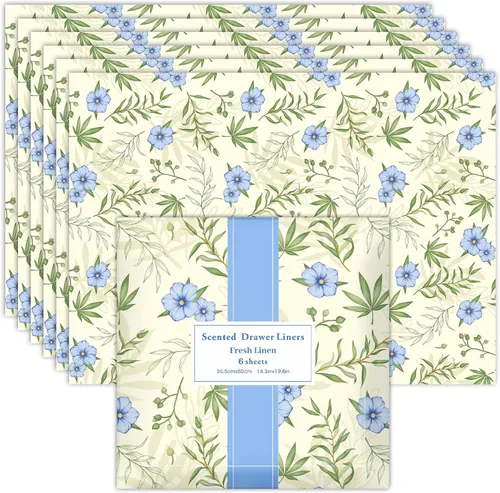 Vista 11 de SCENTORINI Revestimientos de cajones para tocador, forros de cajones perfumados de algodón limpio, forro de cajón para tocador, dormitorio, estante