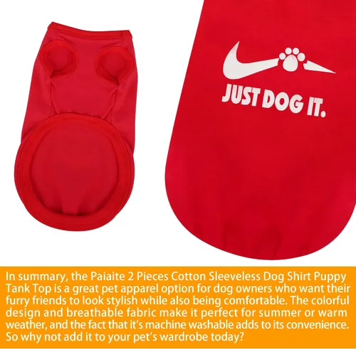 Vista 5 de 2 piezas de algodón sin mangas camisa para perro, camisetas sin mangas para cachorros, ropa para mascotas, sudadera colorida transpirable