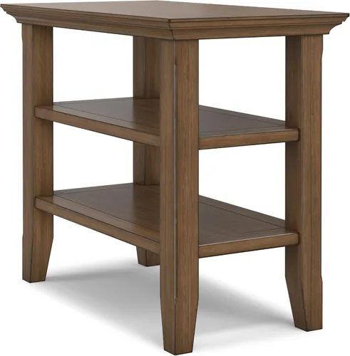 Vista 27 de SIMPLIHOME Acadian Mesa auxiliar estrecha – Mesa auxiliar rectangular de madera maciza de 14 pulgadas de ancho con 2 estantes abiertos en negro
