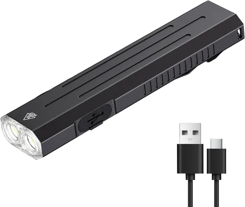 Vista 16 de Hoxida Linterna EDC recargable de alto lúmenes, mini linterna de bolsillo con botón estroboscópico táctico, linterna plana pequeña EDC magnética