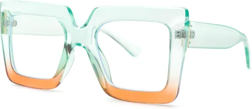 Vista 23 de Pro Acme Gafas de bloqueo de luz azul, marcos cuadrados grandes, anteojos falsos para mujer