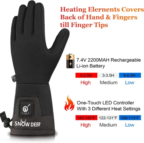 Vista 3 de Guantes térmicos para hombres y mujeres, batería recargable, para motocicleta, esquí, calentador de nieve, guantes para artritis