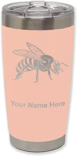 Vista 31 de LaserGram Vaso aislado al vacío de 20 onzas, abeja miel, grabado personalizado incluido (negro)
