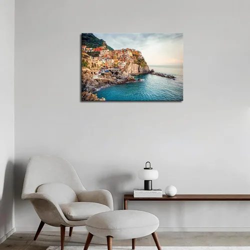 Vista 5 de Italia Cinque Terre - Arte de pared de Manarola Mar Mediterráneo, arte de pared de la costa de Amalfi, cuadros impresos en lienzo, ciudad, la imagen
