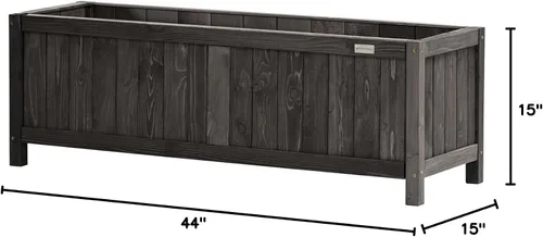 Vista 8 de NatraHedge Hampton - Maceta de madera negra contemporánea de 15 pulgadas, para uso en interiores y exteriores, para patio y jardín