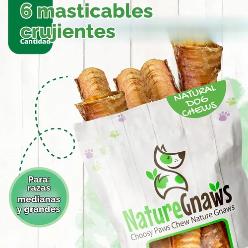 Vista 5 de Nature Gnaws Masticables de tráquea de ternera de 3 pulgadas, 6