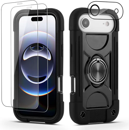 Vista 30 de Funda para iPhone Se3/iPhone Se2, iPhone 6/6S, iPhone 7/iPhone 8 de 4.7 pulgadas con soporte de anillo, con 2 protectores de pantalla resistentes