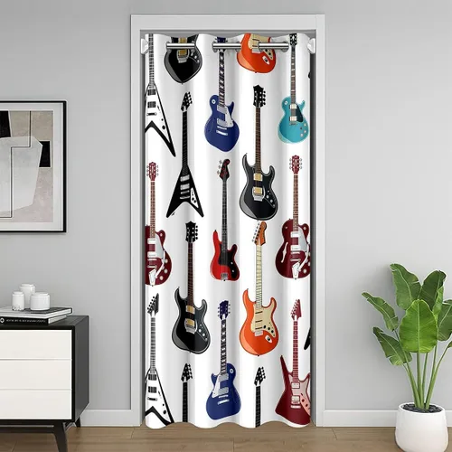 Vista 11 de Castle Fairy Cowboy Boots Door Curtain for Doorways Privacy Bohemia Musical Guitar Doorway Curtain Western Rustic Cowgirl All Season Blackout