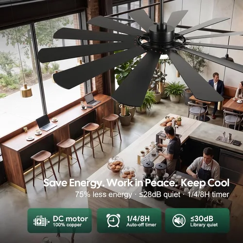 Vista 7 de 62 Inch Farmhouse Ceiling Fan with Light and Remote, 12 Blade Dual-Finish