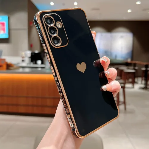 Vista 122 de phylla Funda de teléfono compatible con Samsung Galaxy A12 de 6.5 pulgadas, lindo corazón chapado en oro, elegante funda de lujo para mujer