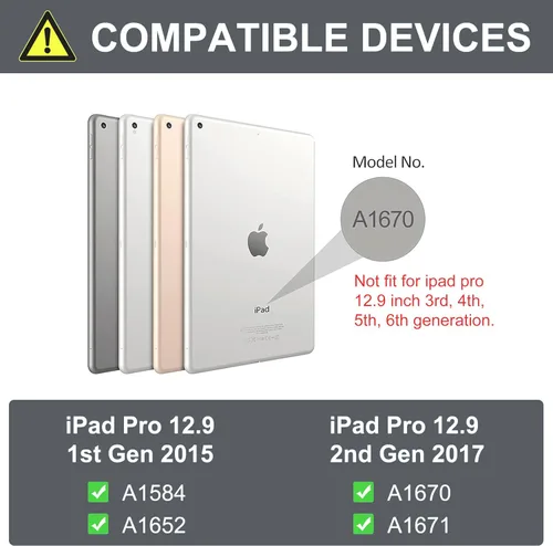 Vista 7 de Funda de teclado para iPad Pro de 12.9 pulgadas (modelo antiguo) 2015 1ª/2017 2ª generación - Teclado Bluetooth inalámbrico recargable, desmontable