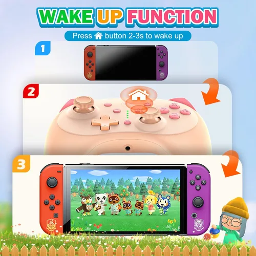 Vista 4 de IINE Lindo controlador de interruptor, Bluetooth Cartoon Kitten Nintendo Switch controladores inalámbricos, interruptor de luz Kawaii