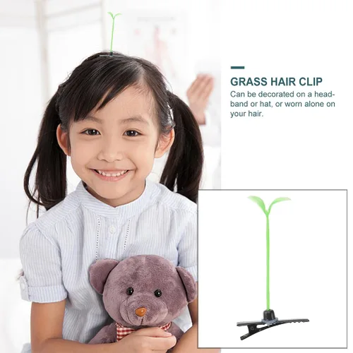Vista 7 de 100 pinzas para el pelo de brotes de frijoles, divertidas pinzas para el cabello de plantas verdes, pasador de hierba pequeña, accesorios