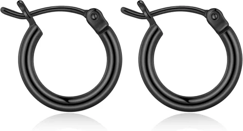 Vista 21 de Aretes de aro de oro para mujer chapados en oro real de 14 quilates con poste de plata de ley 925 Dorado