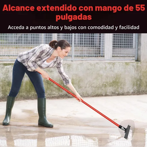 Vista 8 de Escobilla de Piso de Silicona con Mango Largo de 55 Pulgadas, Hoja de Silicona Fundida Única de 12 Pulgadas, Junta Giratoria de 360° - Escobilla