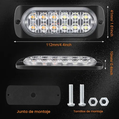 Vista 3 de Leelosp 14 piezas 12 luces estroboscópicas LED para camiones 12-24v ámbar