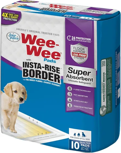 Vista 10 de Four Paws Wee-Wee - Almohadillas para orinar súper absorbentes sin perfume para perros y cachorros con borde Insta-Rise para perros, a prueba