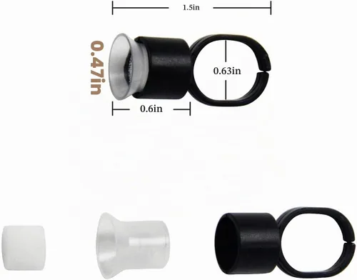 Vista 2 de KingWei KingWei - 50 anillos de tinta, 50 anillos de pegamento de pigmento microblading con cápsulas de tinta de esponja, extensiones de maquillaje