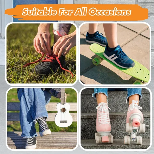 Vista 6 de Juego de 3 pares de cordones planos de múltiples longitudes para adultos, cordones atléticos, cordones de botas, cordones de zapatos para niños