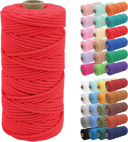 Vista 14 de JeogYong Cuerda de macramé de 0.157 in x 109 yardas, cuerda trenzada de algodón natural, cuerda de macramé para bolsas de ganchillo, colgar
