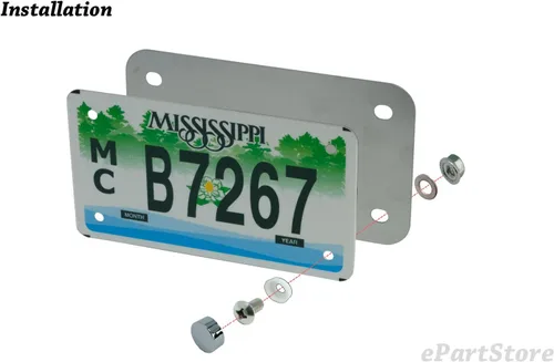 Vista 3 de Placa de refuerzo de respaldo de acero inoxidable para placa de matrícula de motocicleta, acabado cromado