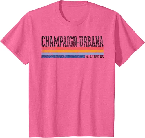 Vista 65 de clásico 1980s estilo champaign-urbana Illinois T Shirt, hombre 2XL, Blanco