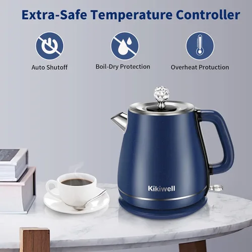 Vista 5 de Hervidores Eléctricos de Acero Inoxidable para Hervir Agua, Calentador de Agua Caliente de Doble Pared, Tetera Eléctrica de Tacto Frío, Apagado