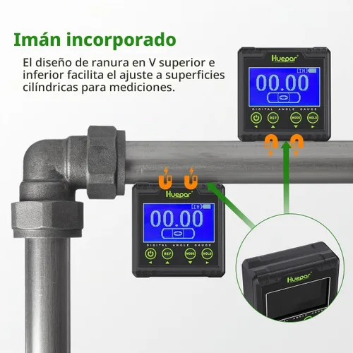 Vista 6 de Huepar Transportador de Medidor de Ángulo Digital, Buscador de Ángulo de Burbuja Electrónico, Caja de Nivel de Doble Eje con Resolución de 0.01°