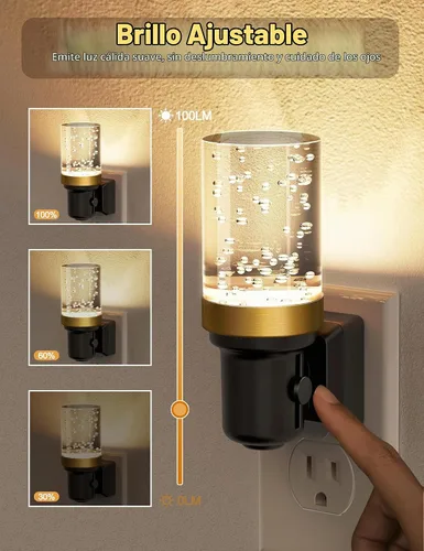 Vista 2 de JandCase Luz Nocturna, Luces Nocturnas Regulables Enchufables en la Pared, Sensor de Luz Nocturna de Encendido/Apagado Automático, Luz Nocturna LED