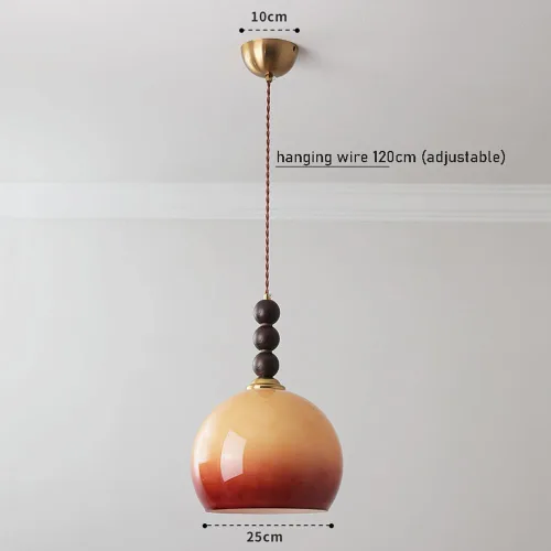 Vista 4 de Lámpara colgante moderna de una sola cabeza vintage degradado de cristal naranja lámparas colgantes altura ajustable lámpara para comedor café