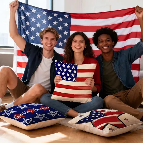 Vista 5 de ONFAON Juego de 4 fundas de almohada decorativas para el 4 de julio, 18 x 18 pulgadas, juego de 4 almohadas patrióticas del Día de la Independencia