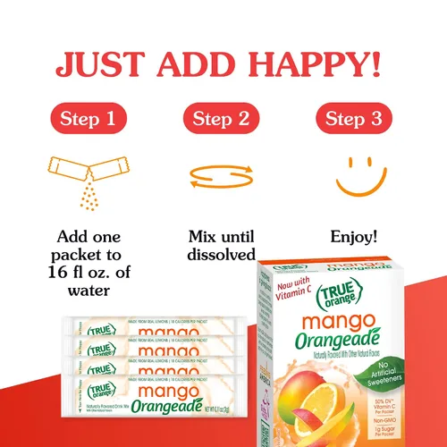 Vista 3 de True Citrus Naranja, mango, 1.06 oz, (paquete de 10, 0.11 oz cada uno)