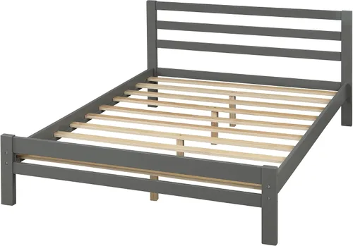 Vista 7 de Cama de plataforma de madera, marco de cama de tamaño completo con cabecero y estribero/listones de madera/dos cajones de almacenamiento