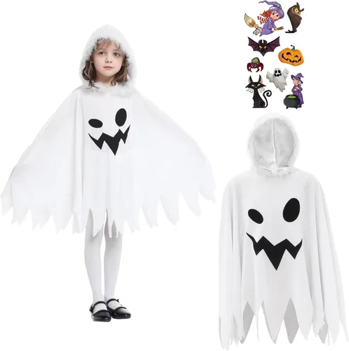 Vista 3 de Jimall - Disfraces de Halloween para niñas y fantasmas, Blanco