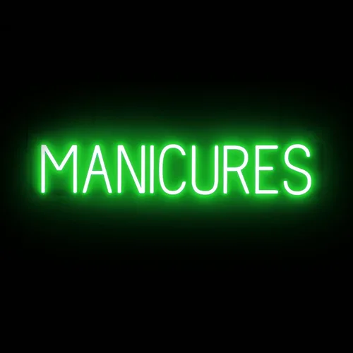 Vista 22 de SpellBrite MANI-PEDIS - Letrero para salones de manicura Letreros relacionados con salones de uñas con aspecto de neón, luz LED roja 33.4 x 6.3