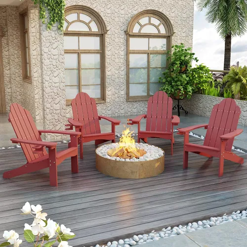 Vista 20 de LUE BONA HDPS Sillas Adirondack, 1 silla, patio exterior de larga duración para todas las estaciones, soporte para tazas oculto, 350 libras, azul