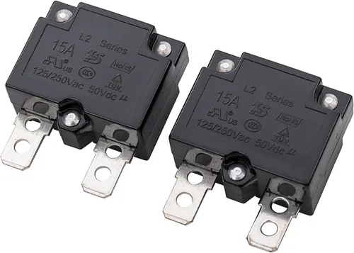 Vista 2 de weelye 2 unids 15A 125/250Vac 50Vdc relé de reinicio automático interruptor térmico disyuntor protector de sobrecarga de corriente para niños montar