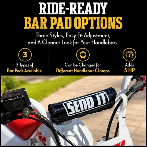 Vista 8 de SEND IT Almohadilla de manillar con DONUTS GRATIS Handlebar para bicicleta de cross ATV Crossbar (Negro, Pit Bike)