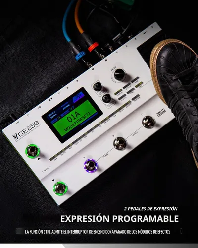Vista 4 de MOOER Procesador de múltiples efectos GE250 con bucle FX, captura de tono, función MIDI, ecualizador global, máquina de batería, looper estéreo