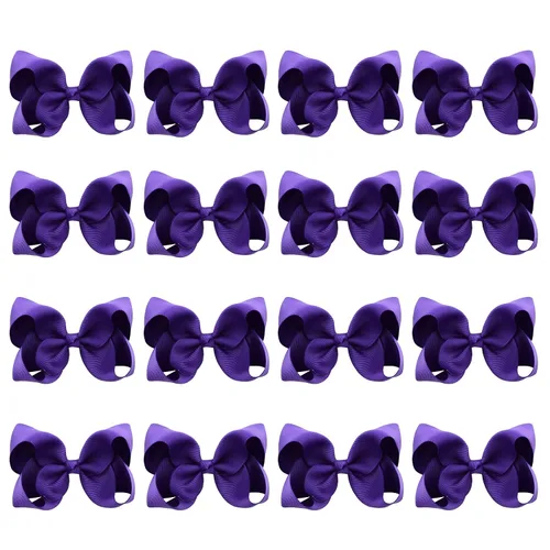 Vista 11 de DEEKA 16 lazos para el cabello hechos a mano de 4 pulgadas, cinta de grogrén de color sólido, pinzas de cocodrilo, accesorios para el cabello
