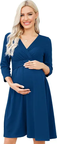 Vista 10 de Camisas de maternidad para mujer, cuello cuadrado, manga larga abombada, linda, casual, blusas, ropa de otoño Albaricoque