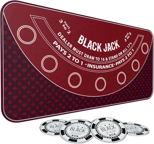 Vista 10 de Blackjack Mat 70" x 35" Blackjack Mat 21 Black Jack Mat Negro