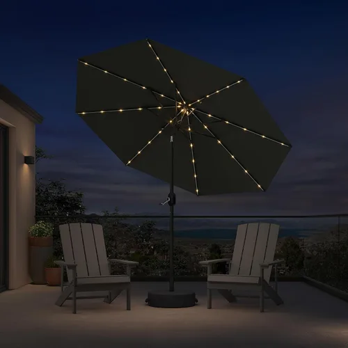 Vista 57 de PURPLE LEAF Sombrilla LED para patio y piscina, 5 x 8 pies, con base para Beige