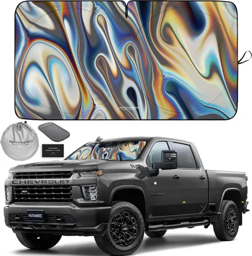 Vista 61 de Parasol de Parabrisas de Una Pieza - Parasol Cromado Líquido Plegable para Ventana Delantera de Auto para Carros SUV Camión - Protector Visor