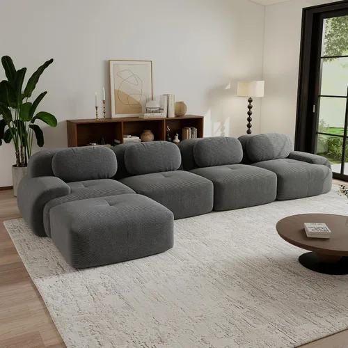 Vista 111 de Sofás seccional modular de 80" sin huesos modernos para sala de estar, juego de sofás comprimidos de 2 plazas con asiento profundo, sin necesidad