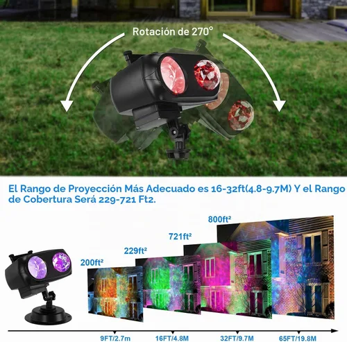 Vista 8 de HAKUTA Luces de Proyector de Navidad, Proyector LED de Efecto de Olas del Mar HD con 10 Diapositivas HD (Olas de Océano 3D + Patrones) y Control