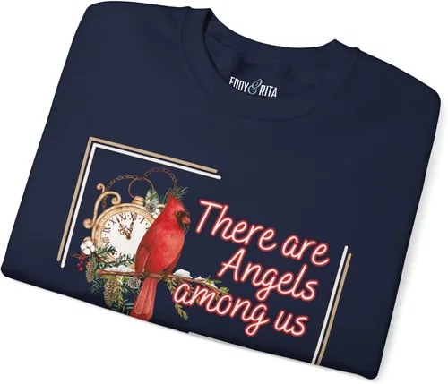 Vista 2 de Cardinal Spirit Sudadera para mujer con texto en inglés "There Are Angels Among Us