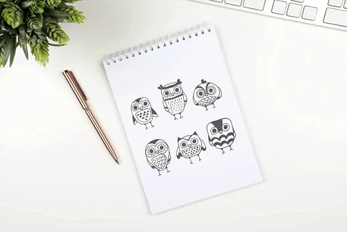 Vista 3 de 6 tarjetas de sellos transparentes de búhos lindos con sentimientos, diseño de letras de búho de otoño, sellos transparentes para decoración de 6