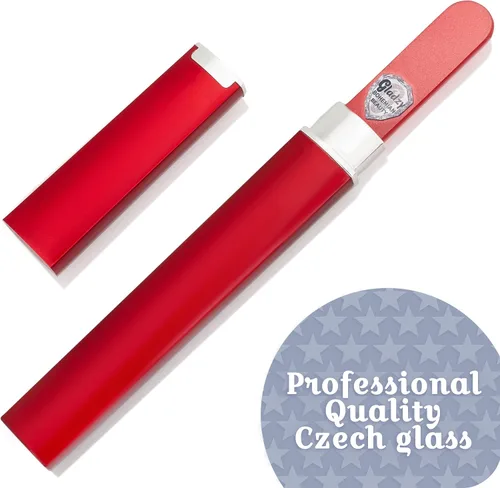 Vista 2 de GLADZY Lima de uñas de cristal checo con estuche, lima de uñas de cristal grabado para uñas naturales, superficie de grano diferente de doble cara